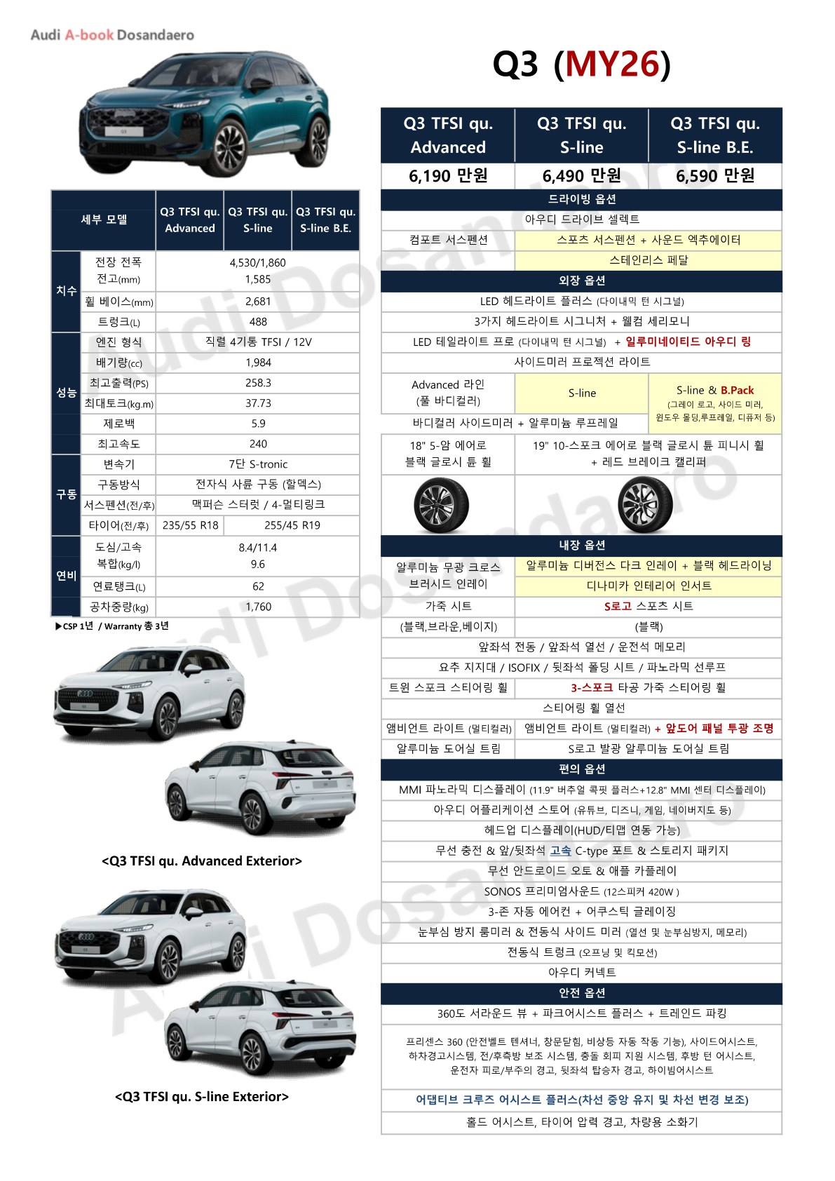 Q3 A-book 사양표